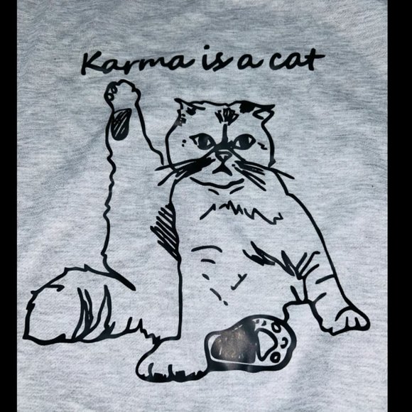 Karma is a Cat sweatshirt XL gray - Picture 3 of 3